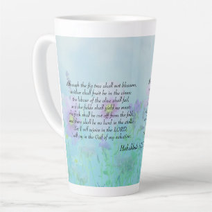Caneca De Café Latte Alegra-se no Senhor - Habakkuk 3:17,18 