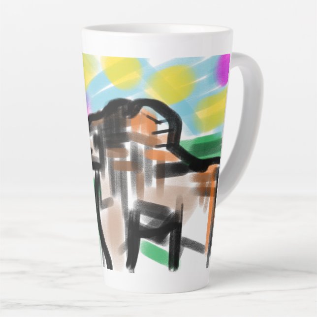 Caneca De Café Latte Alegria de cavalo (Ângulo direito)