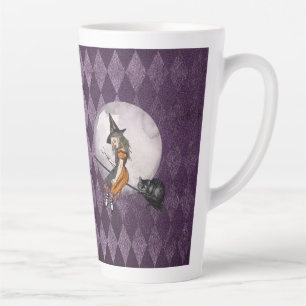 Caneca De Café Latte Alice no País das Maravilhas do Halloween Gato de