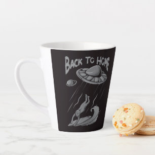 Caneca De Café Latte alienígena ufo surfing ilustrando com retorno ao h