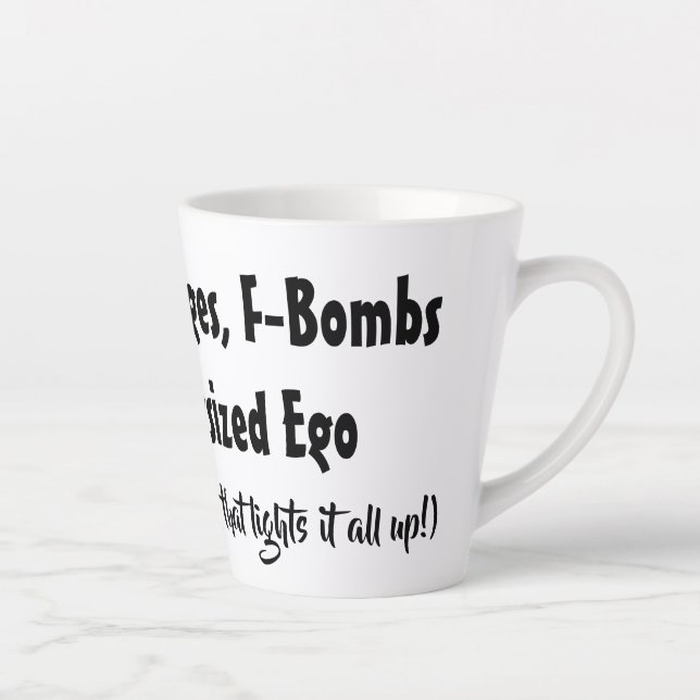 Caneca De Café Latte Alimentados por Grudges, F-Bombas e Ego Superdimen (Direita)