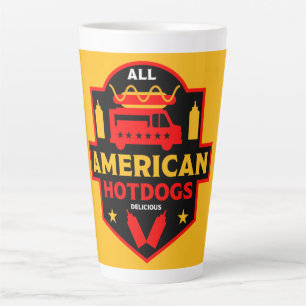 Caneca De Café Latte All American Hotdog Foodies