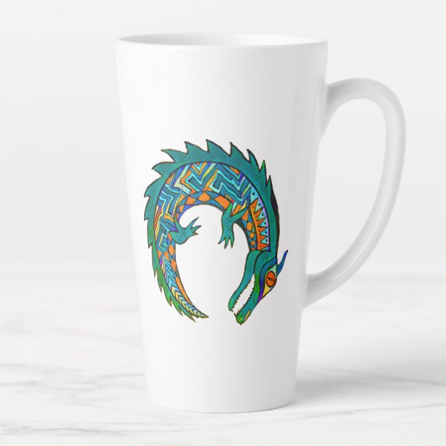 Caneca De Café Latte Alligador Tribal (Direita)