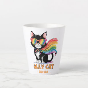 Caneca De Café Latte Ally Cat - Orgulho LGBTQ do Gato Arco-Íris