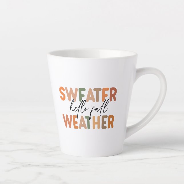 Caneca De Café Latte Alô Fall | Clima De Sweater (Direita)