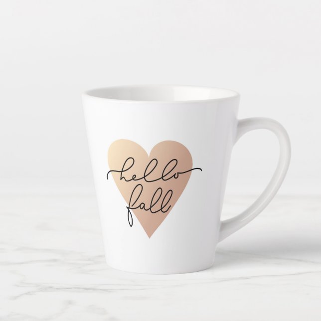 Caneca De Café Latte Alô, Fall Love Heart (Direita)