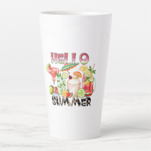 Caneca De Café Latte Alô Summer Tropical Drinks Mug - Refreshing Vibe