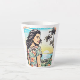 Caneca De Café Latte Aloha Girl