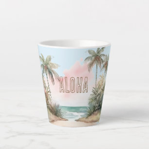 Caneca De Café Latte Aloha Tropical Beach Palm Trees