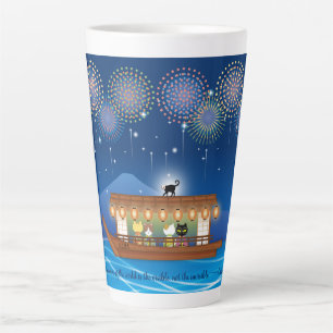 Caneca De Café Latte Aluguer de gatos em fogos de artifício a bordo de