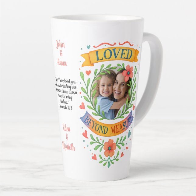 Caneca De Café Latte Amado Além da Medida - Foto e Texto Floral Persona (Ângulo direito)