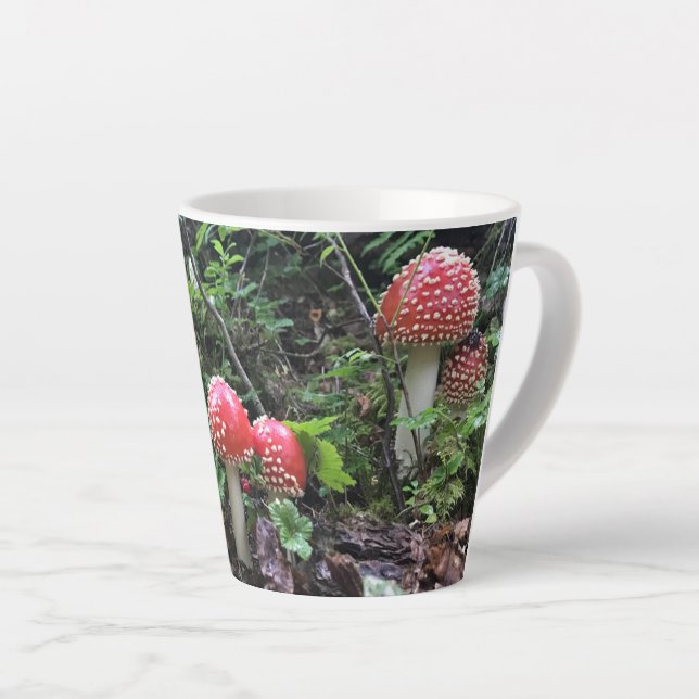 Caneca De Café Latte Amanita Muscaria Mushroom - 12 oz. Latte Mug (Ângulo direito)