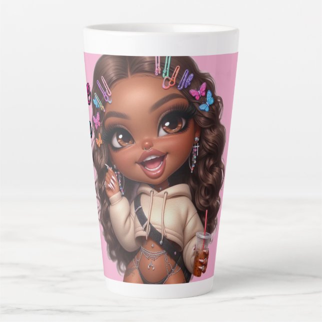 Caneca De Café Latte Amante de Latte CHIBI DOLL  (Frente)