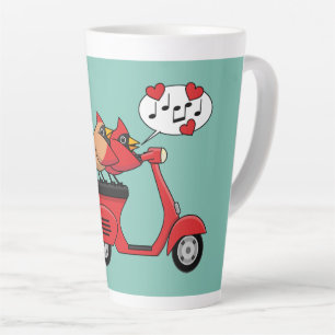 Caneca De Café Latte Amantes de Cardinal Vermelho no Patinete