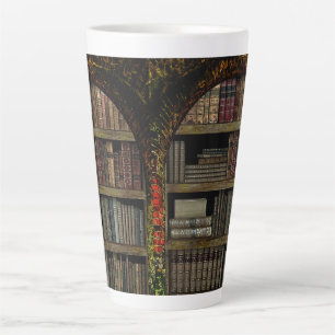 Caneca De Café Latte Amantes de livros da Biblioteca do Livro Antigo