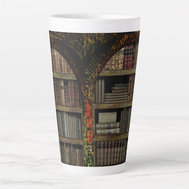 Caneca De Café Latte Amantes de livros da Biblioteca do Livro Antigo (Frente)