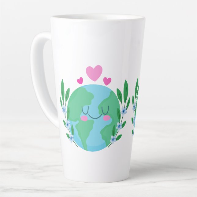Caneca De Café Latte Amar Terra Sorrindo (Ângulo esquerdo)