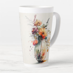 Caneca De Café Latte Amarelo cor-de-laranja-rosa de flores #11
