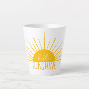 Caneca De Café Latte Amarelo Simples Olá Sol