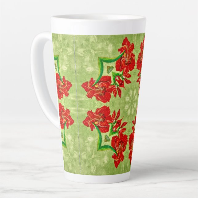 Caneca De Café Latte Amaryllis No Natal (Ângulo esquerdo)
