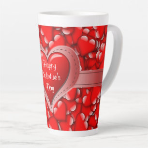 Caneca De Café Latte Ame o Dia dos Namorados Coração Vermelho