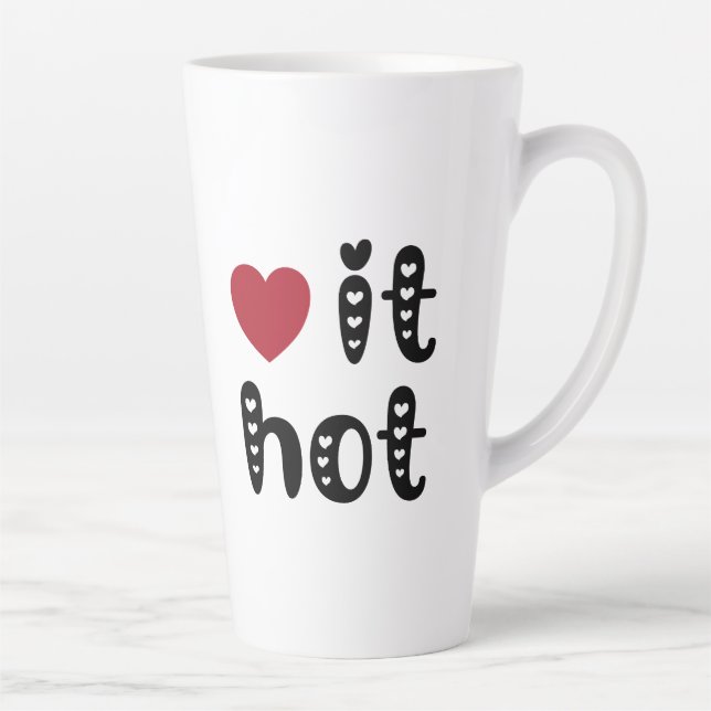 Caneca De Café Latte Ame-o Quente com Corações (Direita)