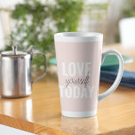 Caneca De Café Latte Ame-Se Positivamente Hoje, Passo A Par<br><div class="desc">Ame-Se Positivamente Hoje,  Passo A Par</div>