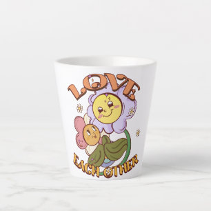 Caneca De Café Latte Ame-se Whimsical Floral Design