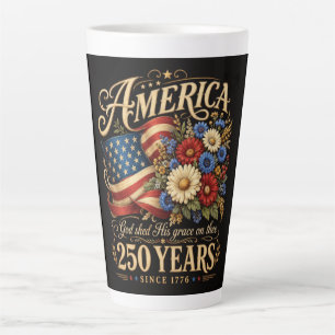 Caneca De Café Latte América 250 Anos Desde 1776 Presente Floral Patrió