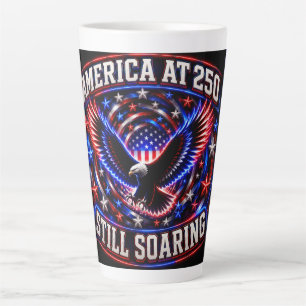 Caneca De Café Latte América aos 250 Ainda Voando Alto Águia Patriótica