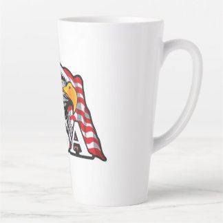Caneca De Café Latte American Bald Eagle com bandeira dos EUA - Patriót