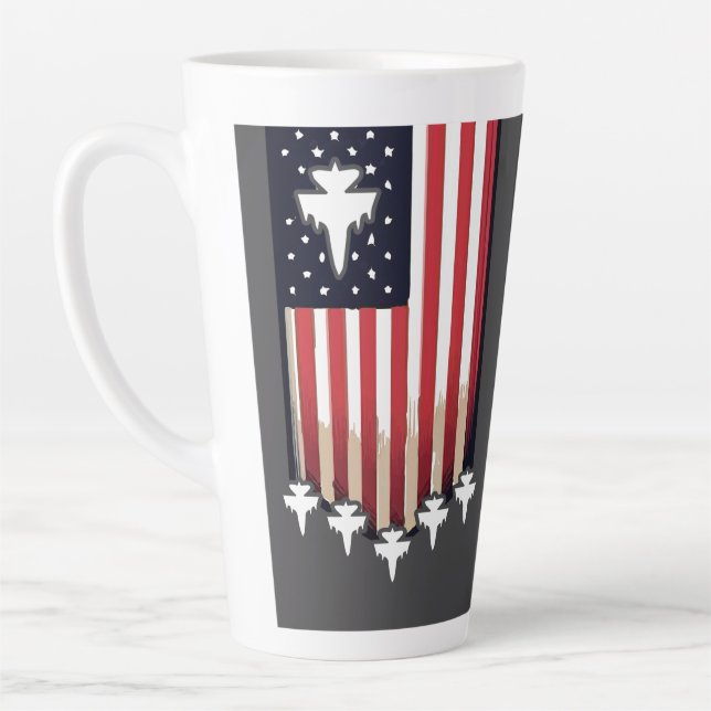 Caneca De Café Latte American Flag 4th of July-65079 (Esquerda)