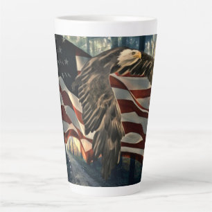 Caneca De Café Latte American Flag Bald Eagle