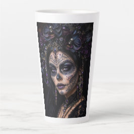 Caneca De Café Latte Amethyst Orchid Calavera – Gothic Sugar Skull