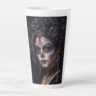 Caneca De Café Latte Amethyst Orchid Calavera – Gothic Sugar Skull