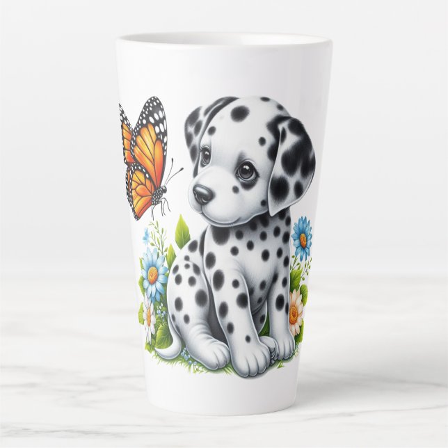 Caneca De Café Latte Amigos daltáticos/borboletas (Frente)