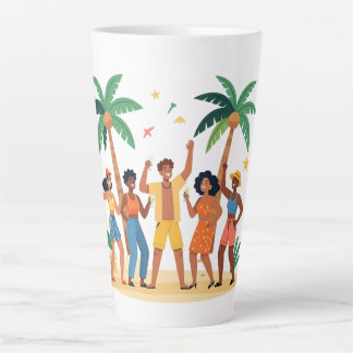 Caneca De Café Latte Amigos de Festa de Praia Tropical Celebração de Ve