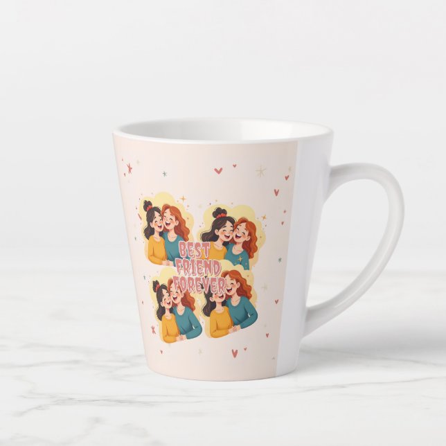 Caneca De Café Latte Amigos, manter colagem adicione sua foto (Direita)