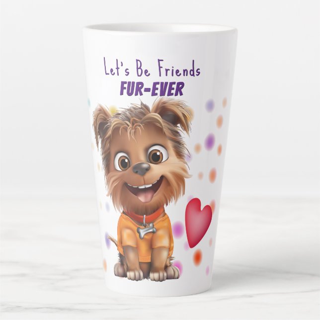 Caneca De Café Latte Amizade Canina (Frente)