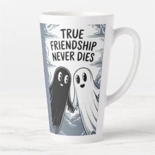 Caneca De Café Latte Amizade Verdadeira Nunca Morre Fantasmas Segurando