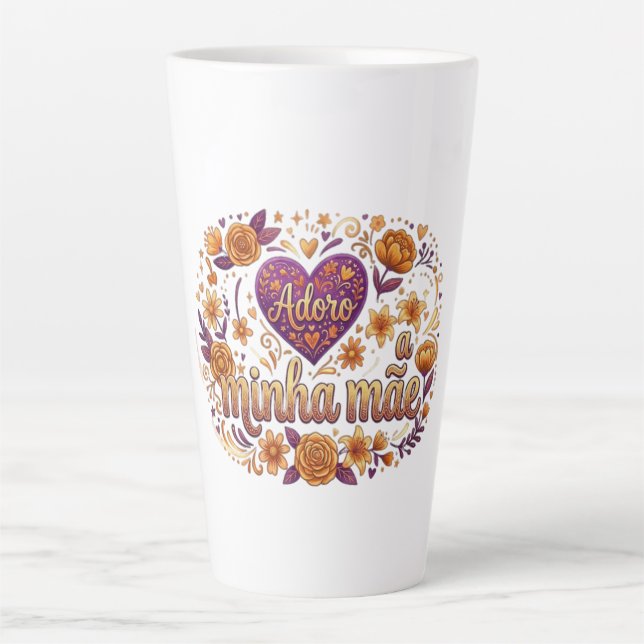 Caneca De Café Latte Amo a minha mãe, (Frente)