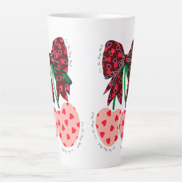 Caneca De Café Latte Amo cereja muito fruta engraçado