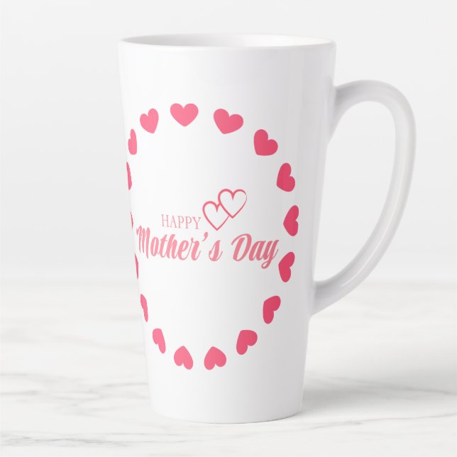 Caneca De Café Latte Amo-te, mãe Dia de as mães feliz (Direita)