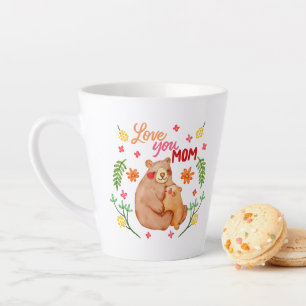 Caneca De Café Latte Amo-Te Mãe - Mamãe Urso e Dia de as mães
