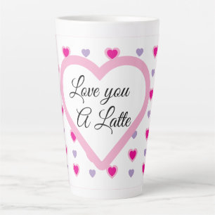 Caneca De Café Latte "Amo-te um Dia de os namorados de padrões de coraç