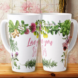 Caneca De Café Latte Amo Você Personalizou A Lata Latina Com Plantas