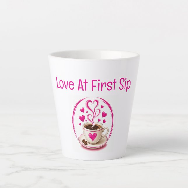 Caneca De Café Latte Amor à Primeira Bebida Amante de Café (Frente)
