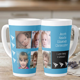 Caneca De Café Latte Amor branco azul sendo um vovô com fotos