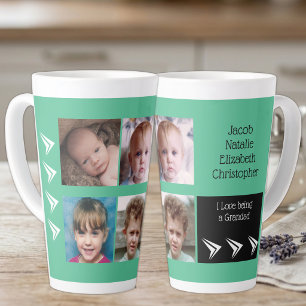 Caneca De Café Latte Amor branco verde sendo um vovô com fotos