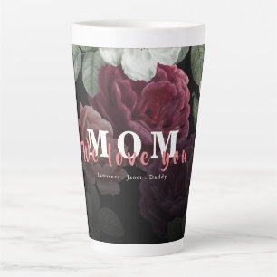 Caneca De Café Latte Amor com Monograma Personalizado Floral Branco Neg